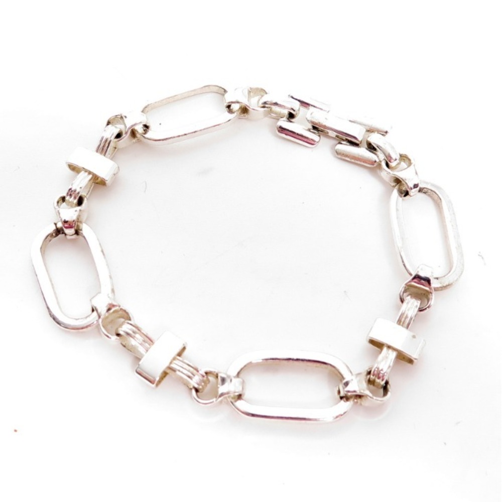 Silver Thick Chain‎ Linked Bracelet 7.5"